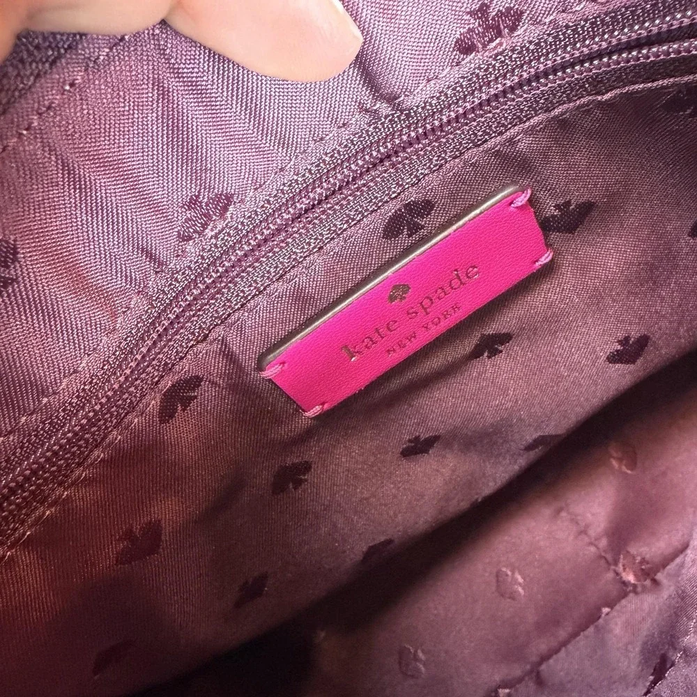Kate Spade Crossbody Bag Womens Small Burgundy Leather Zip Purse Gold Hardware